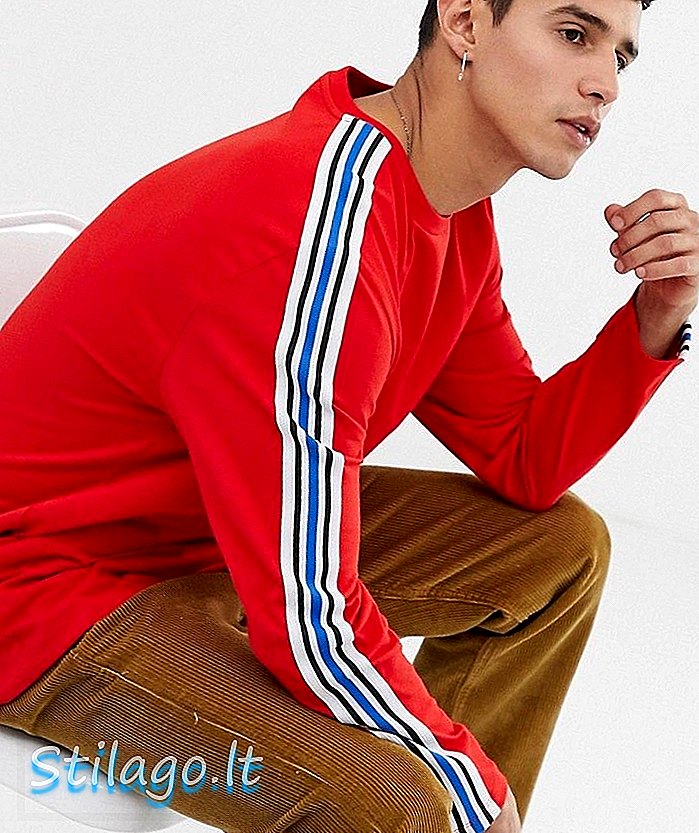 ASOS DESIGN avslappnad långärmad långärmad t-shirt med axelband i röd-vit