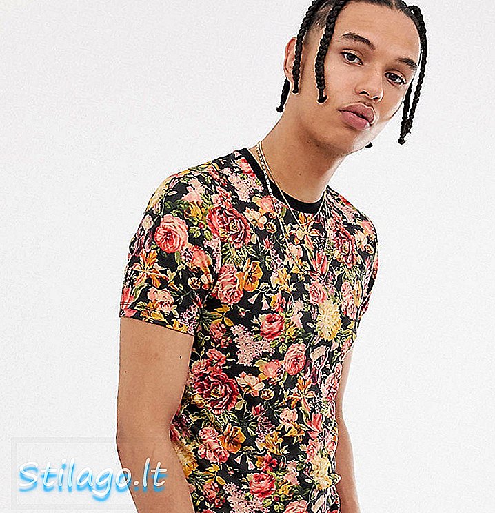 ASOS DESIGN TALL - T-shirt attillata con stampa floreale e schiena multi-multi