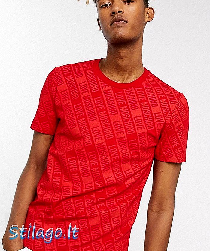 Moschino logosu t-shirt-Kırmızı seviyorum