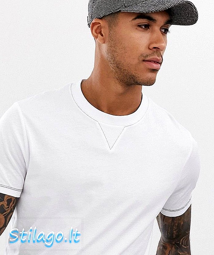 ASOS DESIGN póló kontrasztos öltéssel, szürke-fehér színben