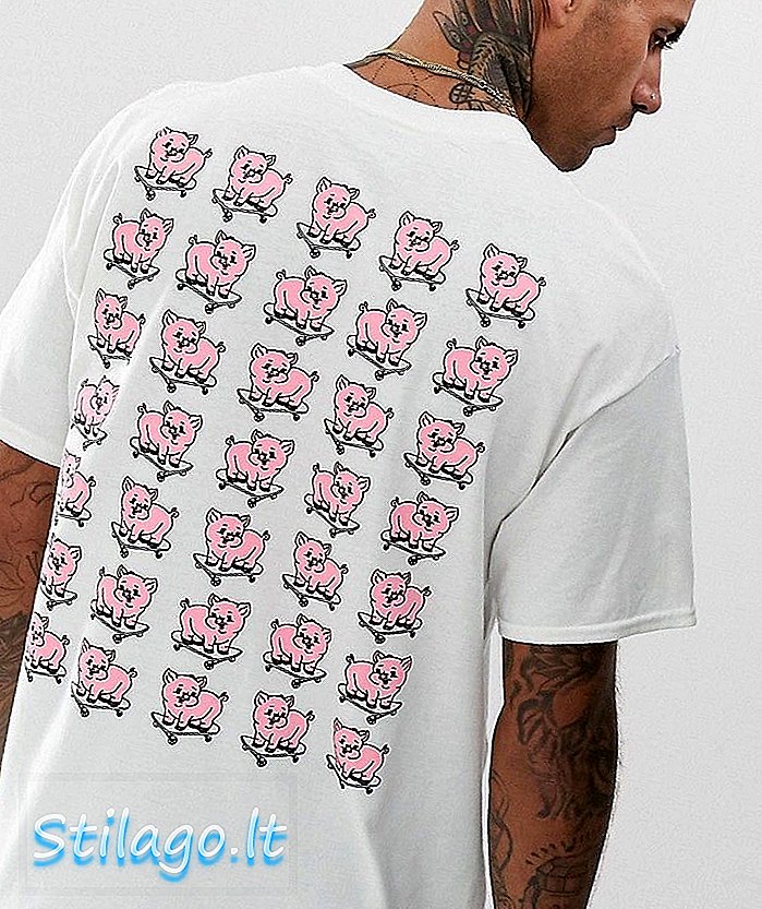 Nové tričko Love Club pig skate s potiskem na zadní straně v nadrozměrné bílé