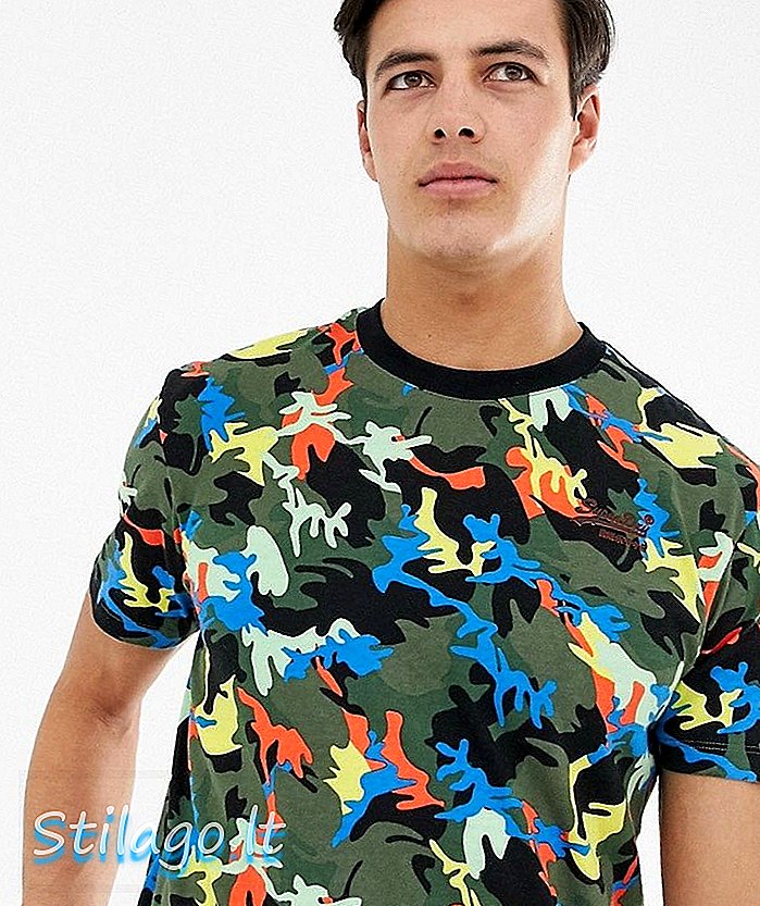 Superdry t-skjorte med flere camo-trykk i sort
