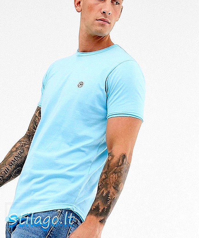 Le Breve Longline Raw Edge T-Shirt-Blau