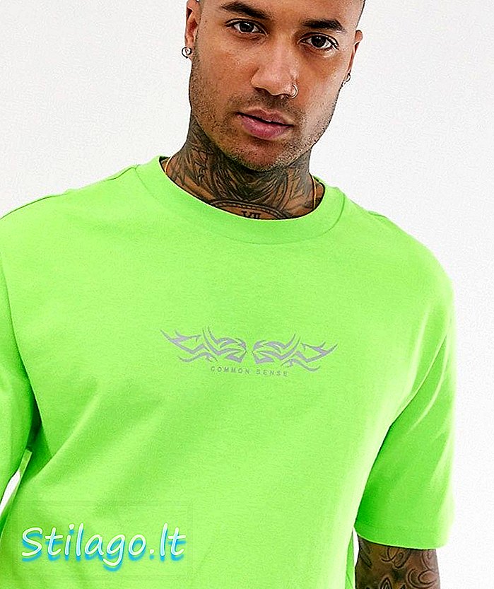 Bershka póló, mellkas nyomtatás, zöld színben