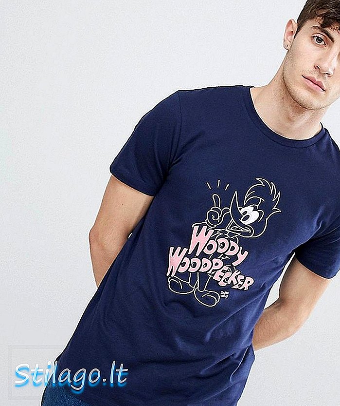 Majica ASOS DESIGN Woody Woodpecker-mornarica