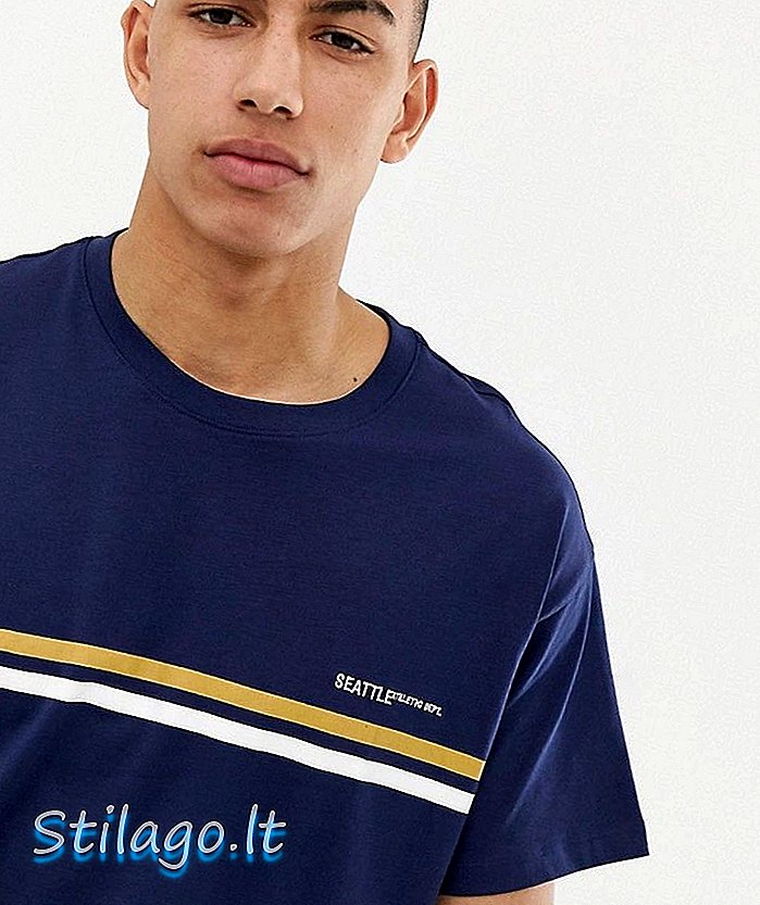 T-shirt surdimensionné à coupe oversize avec broderie Seattle en bleu marine