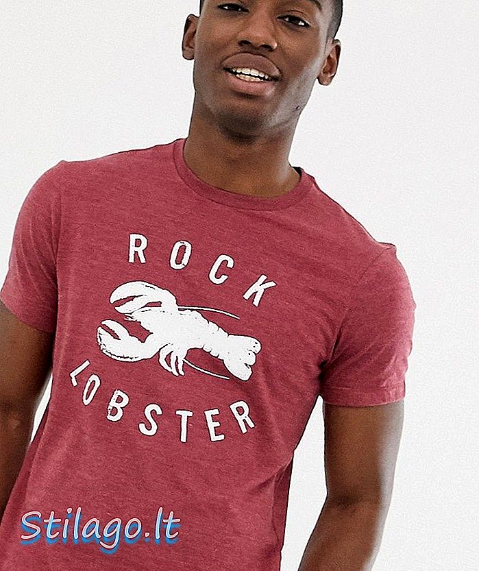Kırmızı koyu sarı J Crew Mercantile rock lobster print t-shirt