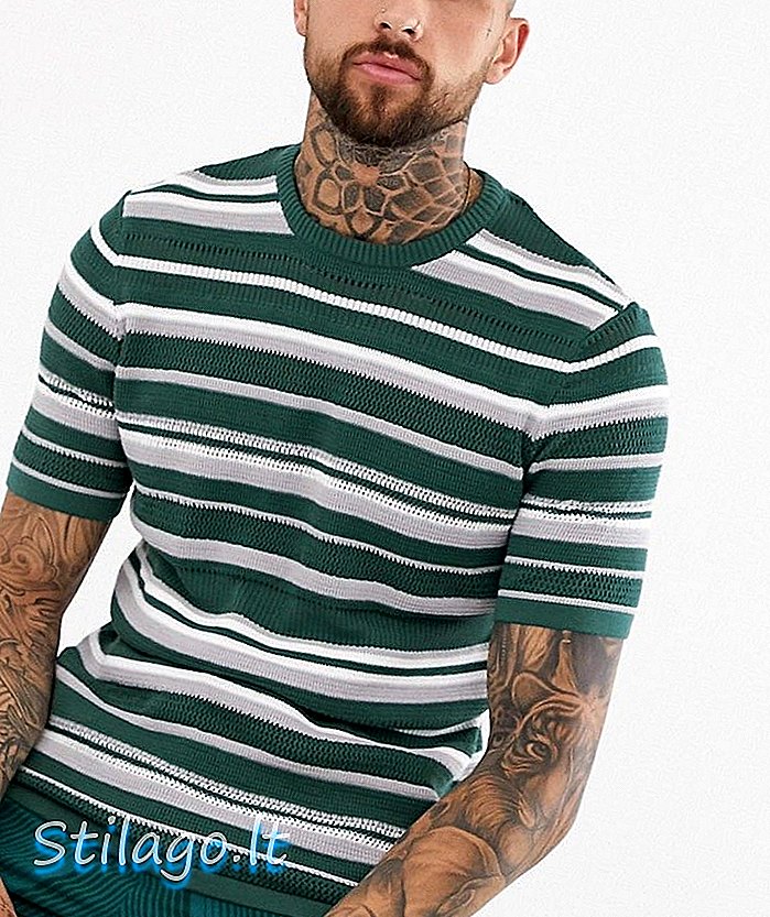 Tricou tricotat cu dungi ASOS DESIGN în verde