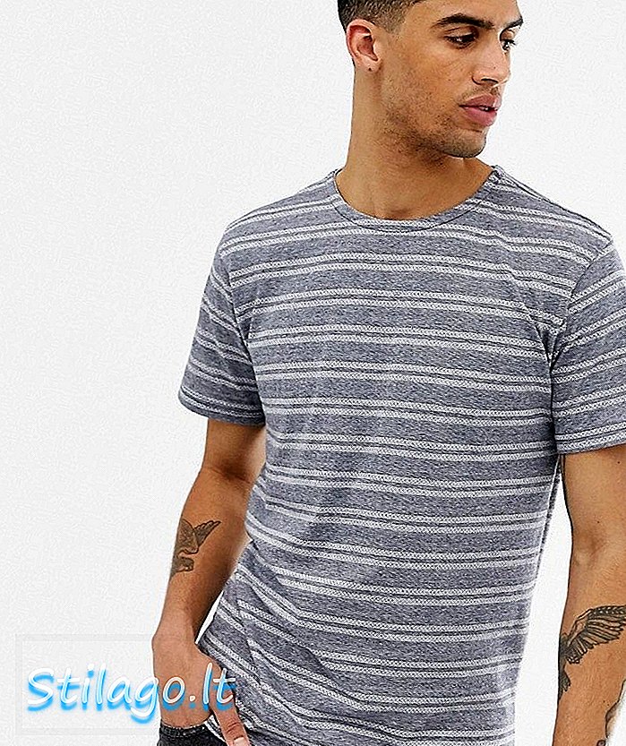 T-Shirt Solido Con Geo Stripe-Navy