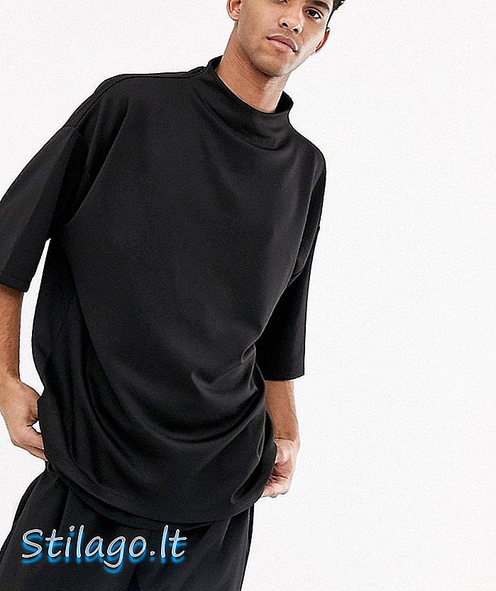 ASOS DESIGN - Oversized T-shirt met uitlopende col in scuba-zwart