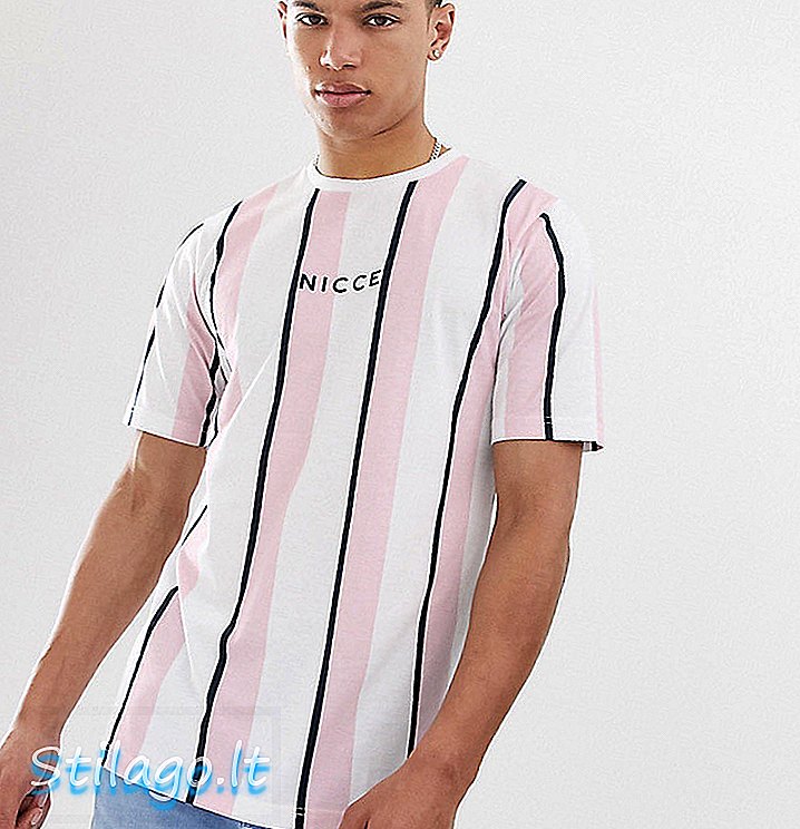 गुलाबी रंग में निकसी टी-शर्ट धारी टी-शर्ट