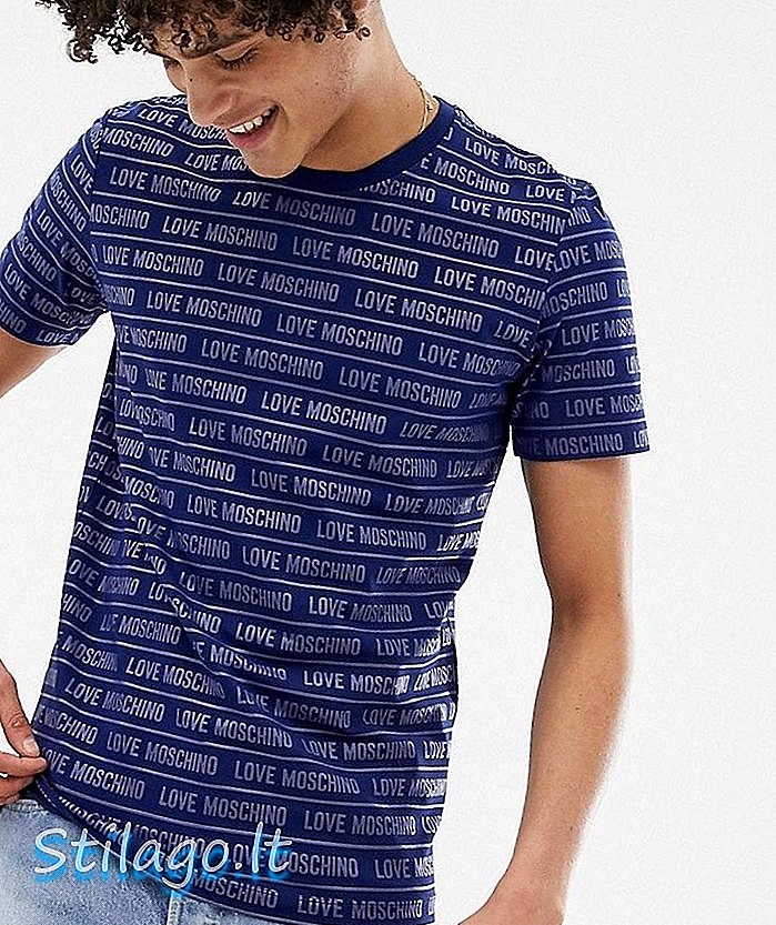 Láska Moschino po celom tričku s potlačou Navy