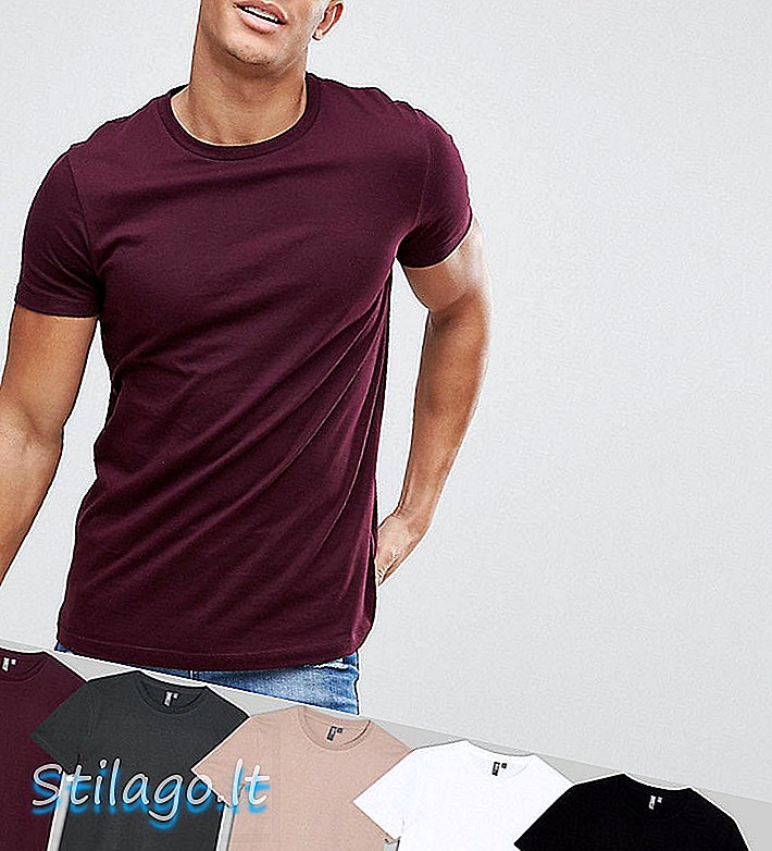 ASOS DESIGN 5er Pack T-Shirt mit Rundhalsausschnitt save-Multi