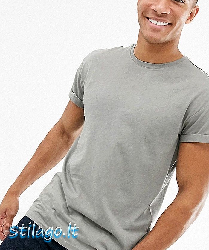 T-shirt lengan baju baru dengan warna kelabu batu