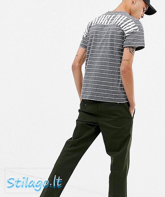 Tricou cu dungi Nevermind cu logo-ul în spate gri