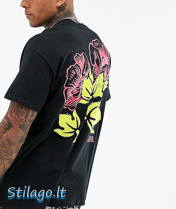 HNR LDN t-shirt imprimé fleurs au dos surdimensionné-Noir