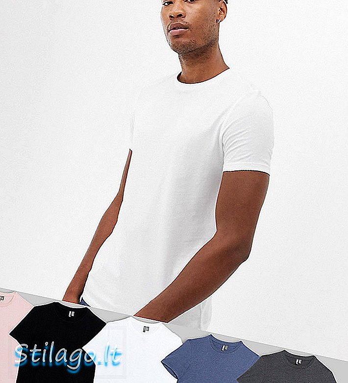 ASOS DESIGN חולצת טריקו אורגנית בגודל 5 מארג עם הצלה הצוואר-רב