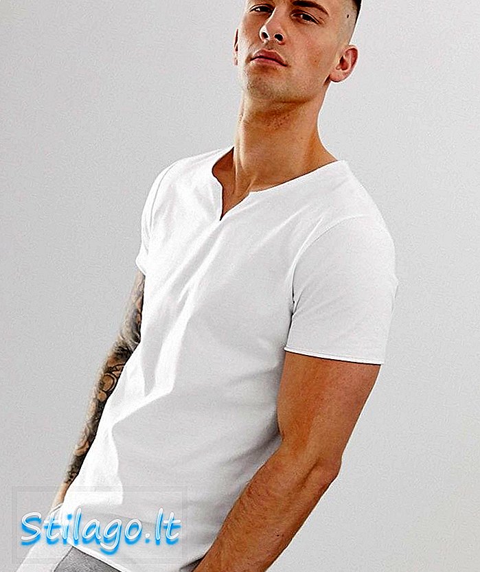 T-shirt ASOS DESIGN dengan leher takik berwarna putih