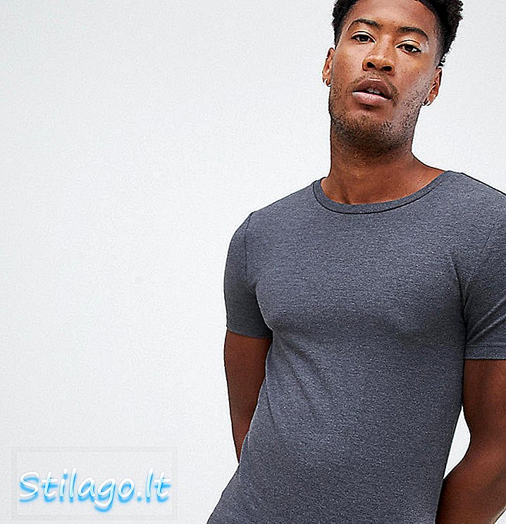 ASOS DESIGN T-shirt com decote alto e gola alta em cinza
