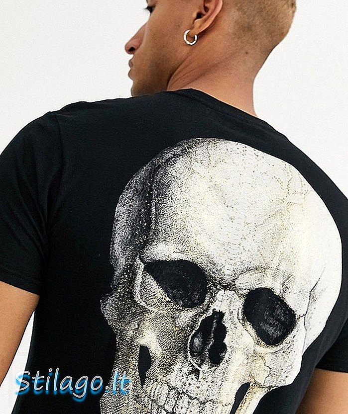 Bolongaro Trevor folijas galvaskausa aizmugurē drukāts t-krekls-melns