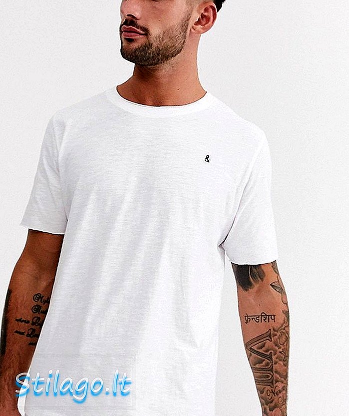 Jack & Jones Originals T-Shirt mit geschichtetem Saum und rohem Rand in Weiß