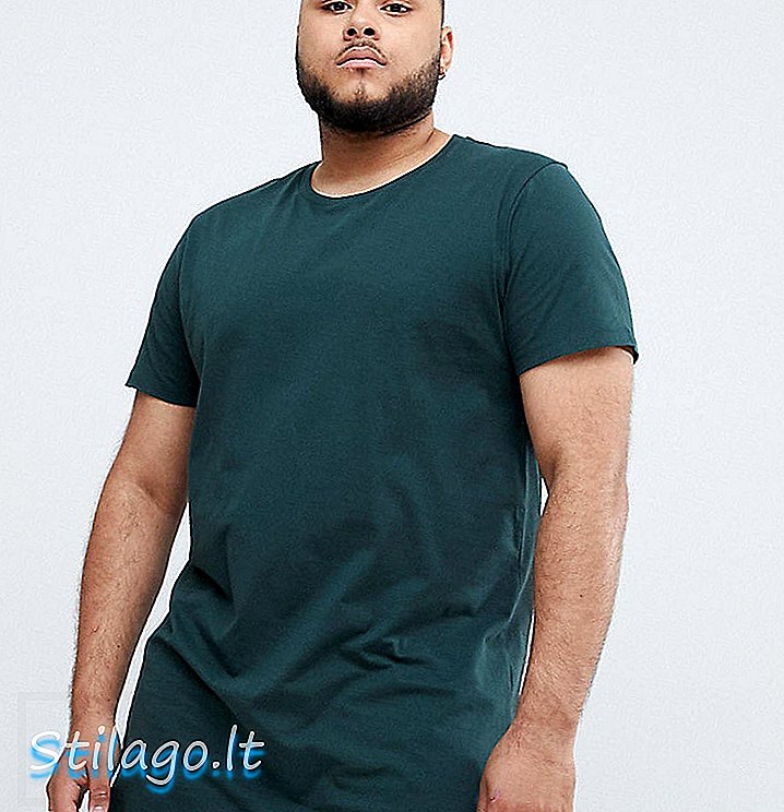 T-shirt super longline ASOS DESIGN Plus com gola redonda em verde-cáqui