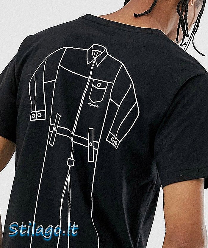 M.C. kombinezona kombinezona kontūra t-krekls ar aizmugures apdruku melnbaltā krāsā