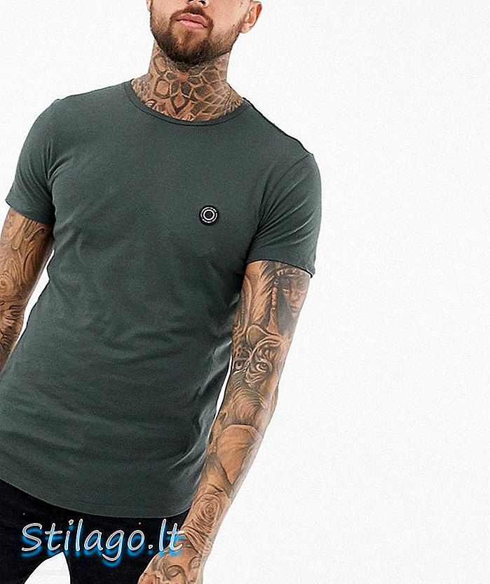 Religionsmuskelpassad t-shirt med böjd nederkant i mörkgrå