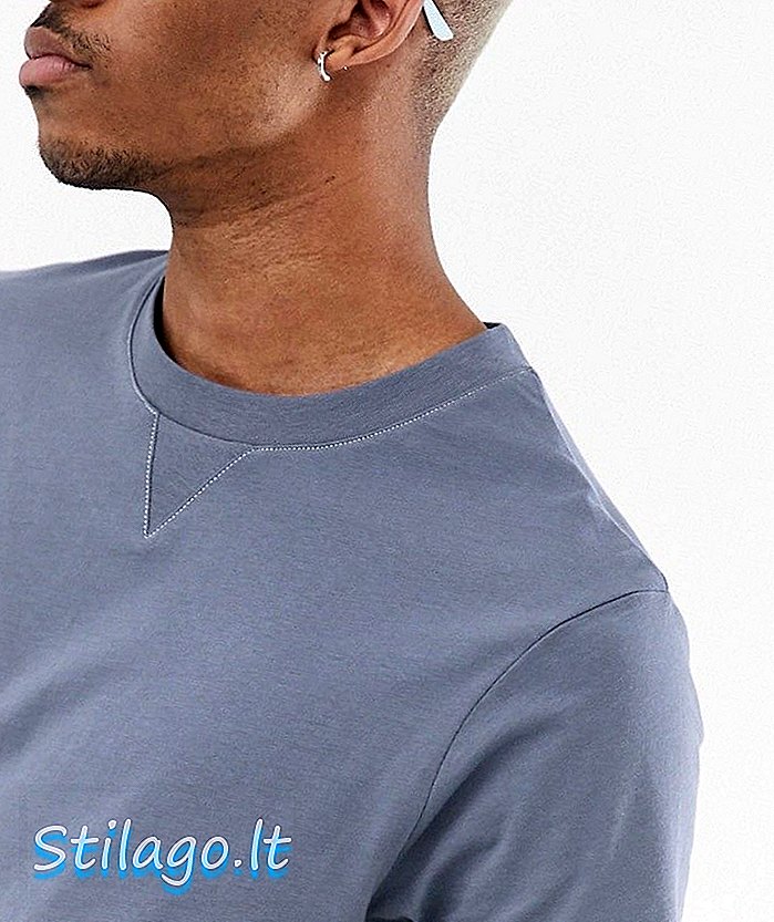 ASOS DESIGN t-shirt med beskedenhed v og kontrast syning i gråt