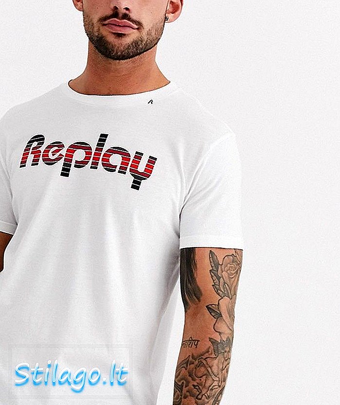 Replay retro tričko-White