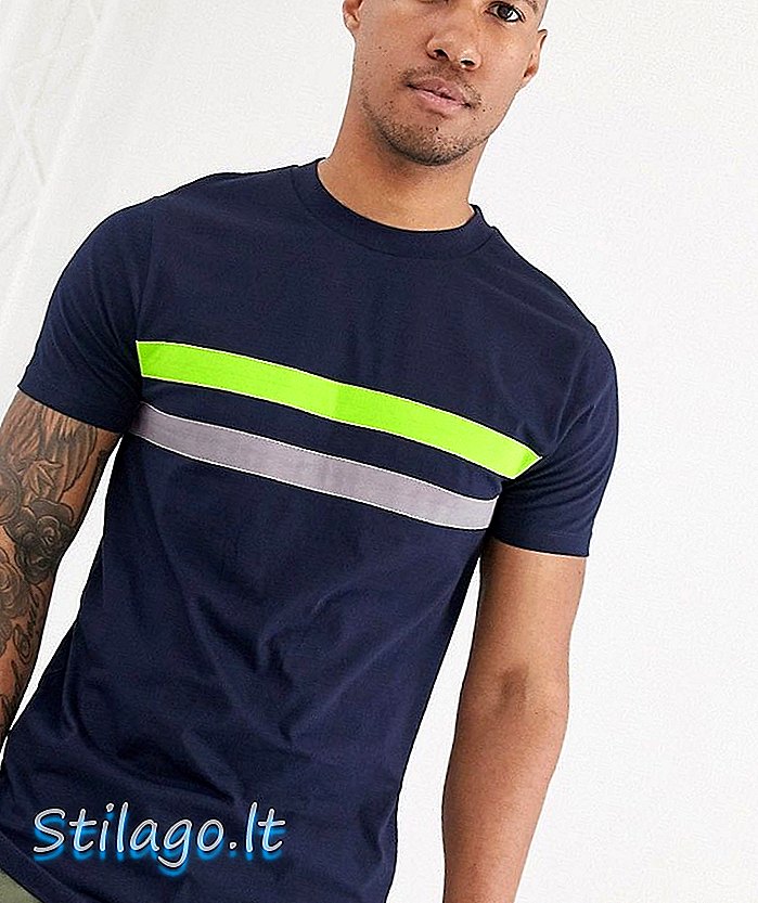 Μπλουζάκι ASOS DESIGN με πάνελ αντίθεσης στο ναυτικό