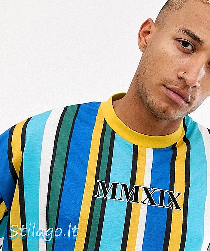 ASOS DESIGN samarreta de banda vertical oversize amb brodat numèric romà-Multi