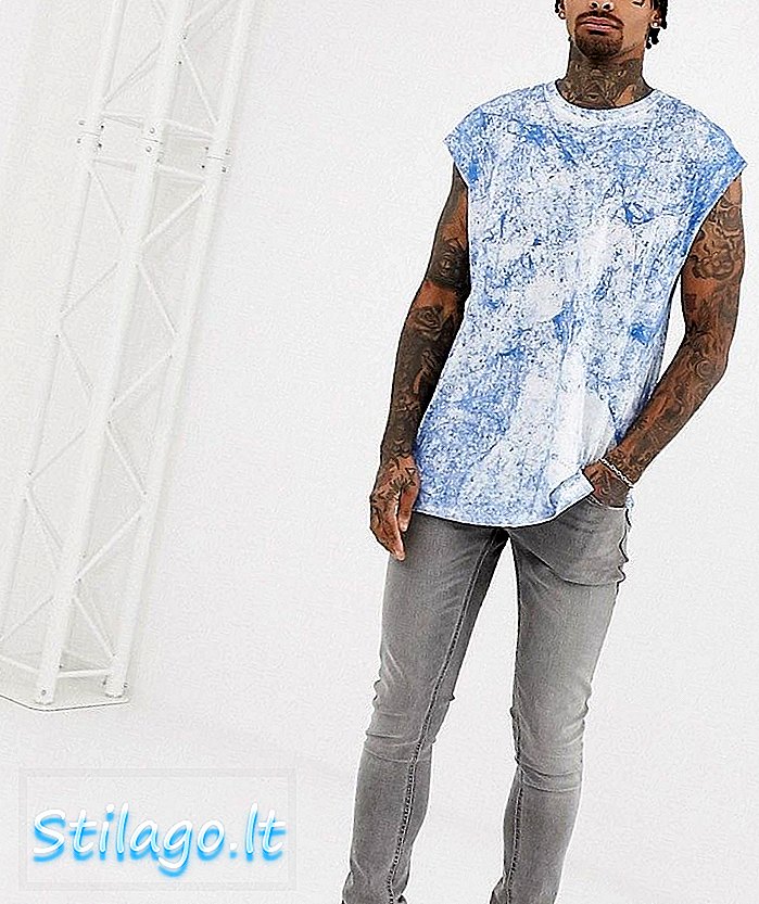 Another Influence cap sleeve tie dye vest-Blue