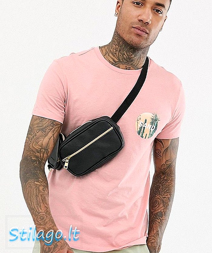 गुलाबी रंगात फोटो चेस्ट प्रिंटसह बार्शका टी-शर्ट