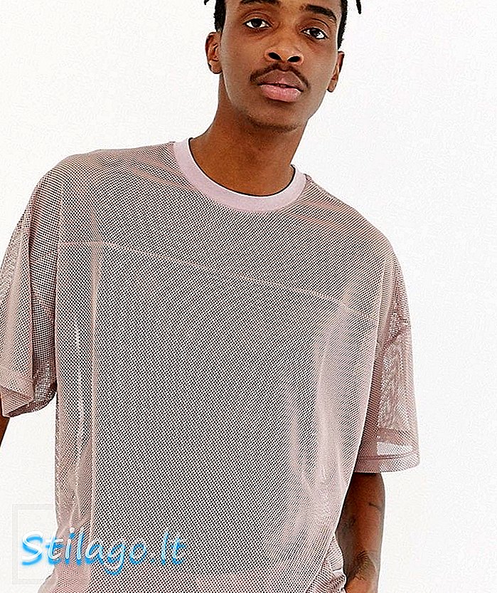 ASOS DESIGN overdimensioneret t-shirt i mesh med åksømdetaljer i pink