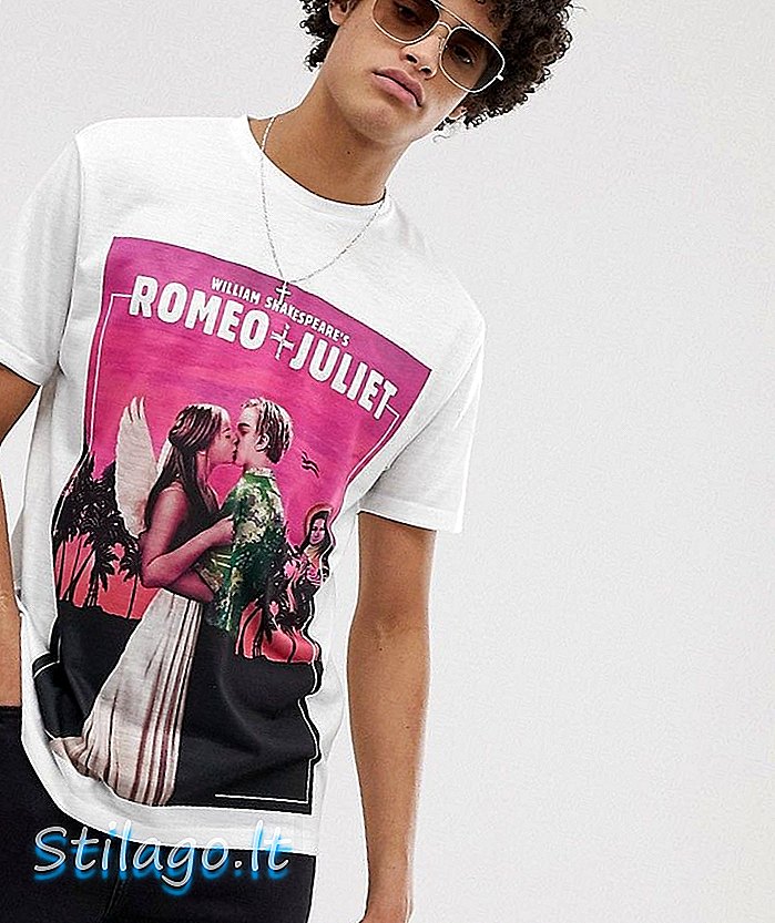 ASOS DESIGN t-shirt med Romeo och Juliet affischtryck-vit