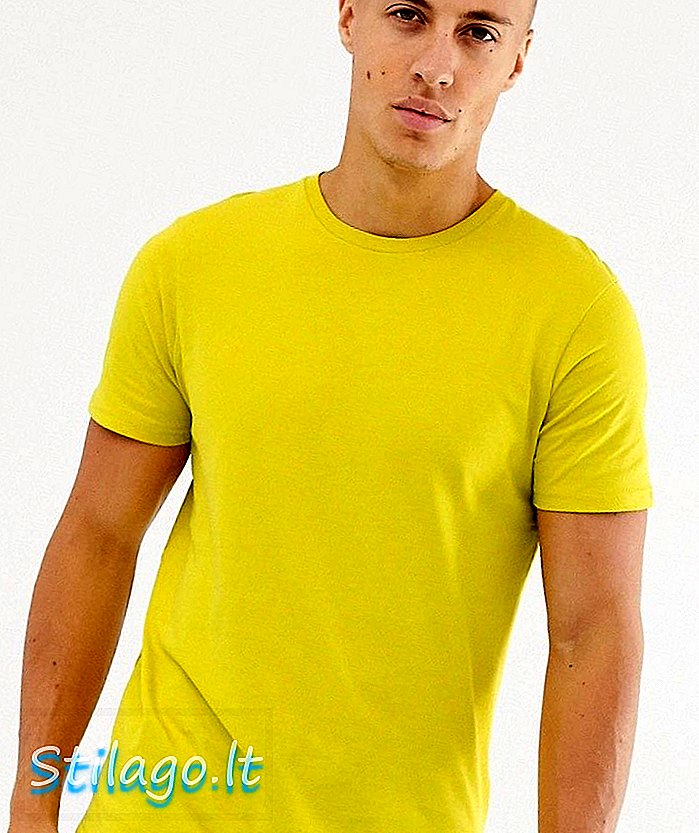 ผ้าฝ้ายบนเสื้อยืดคอกลมแขนสั้น - สีเหลือง