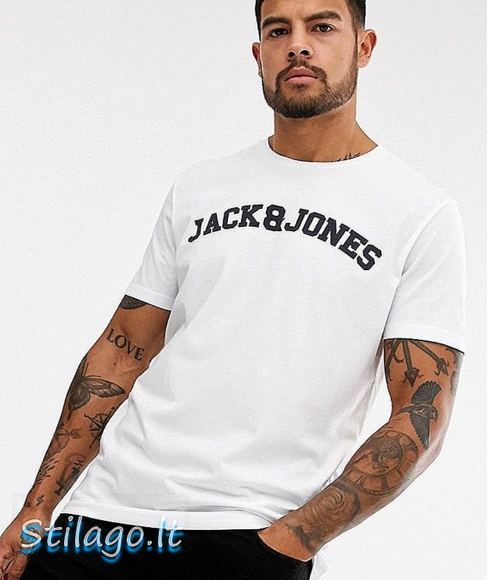Jack & Jones Originals - T-shirt avec logo sur la poitrine - Blanc
