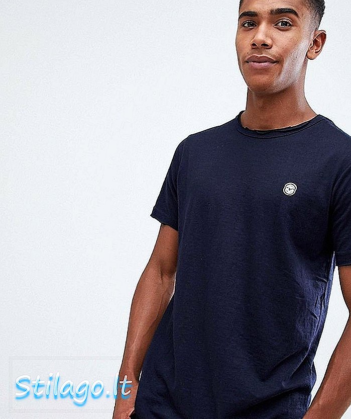 Le Breve Raw Edge Longline T-Shirt-Navy