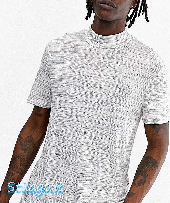 חולצת טריקו של ASOS DESIGN עם צוואר ארוך בבד הזרקת אפור - שחור