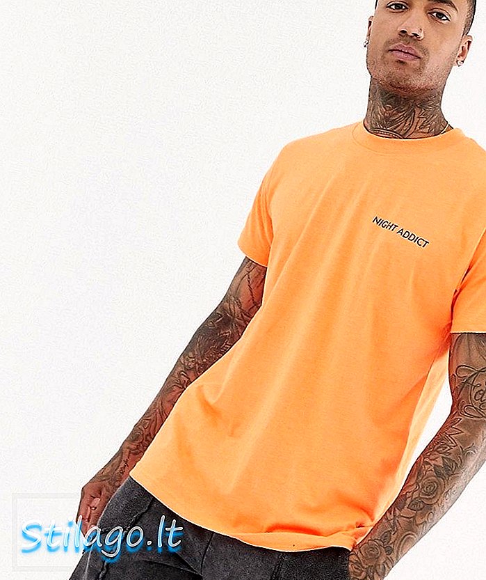 T-shirt laranja de néon oversized da noite Addict