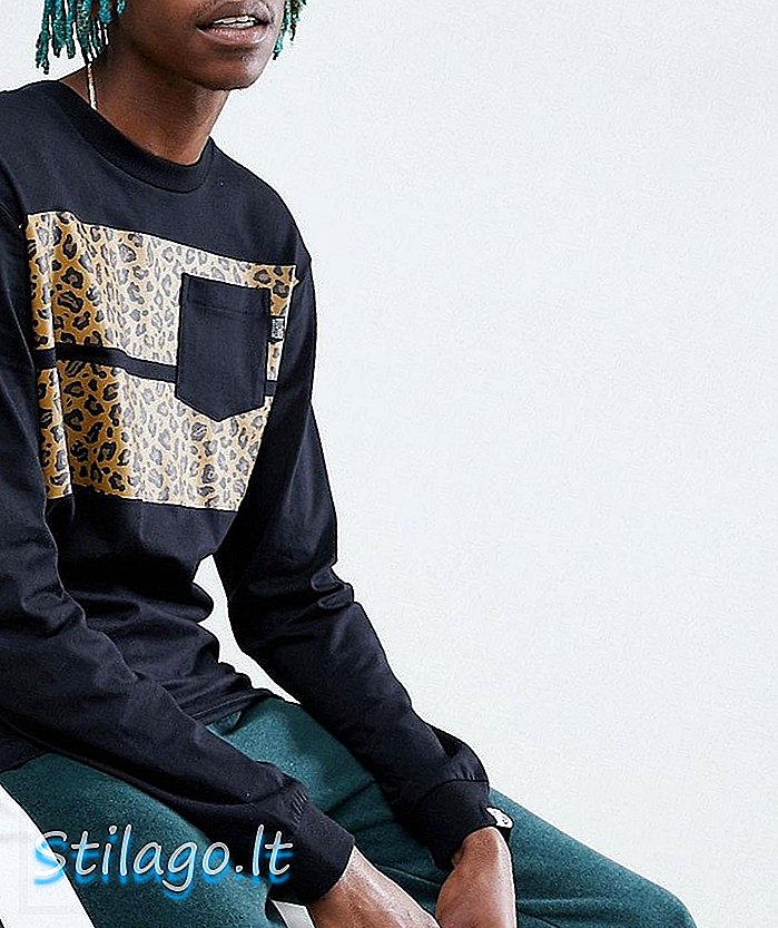 Majica milijarderjev fantovskih leopardskih majic z dolgimi rokavi v črni barvi