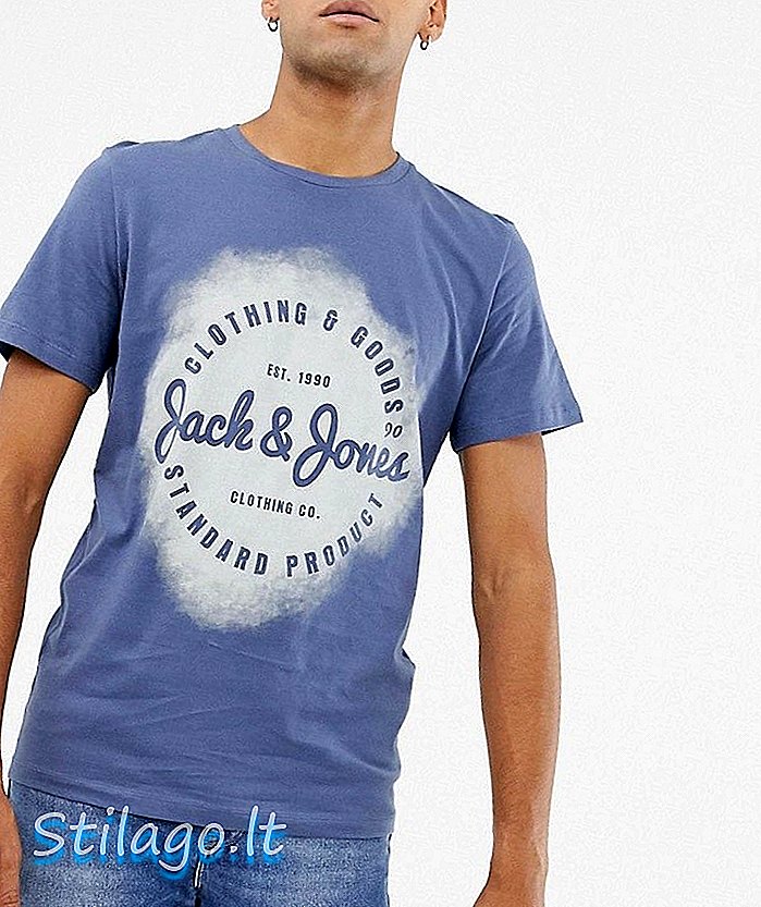 Jack & Jones Logo T-Shirt met Spray Print-Navy