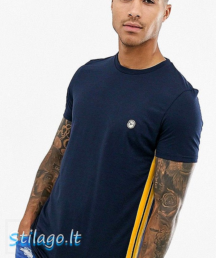 Le Breve t-shirt met zijstreep-Navy