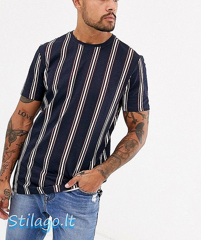 Only & Sons stripet-shirt i marineblå