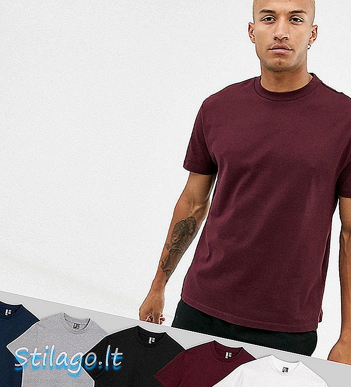 ASOS DESIGN 5-pack organisk afslappet t-shirt med besætningshals save-Multi
