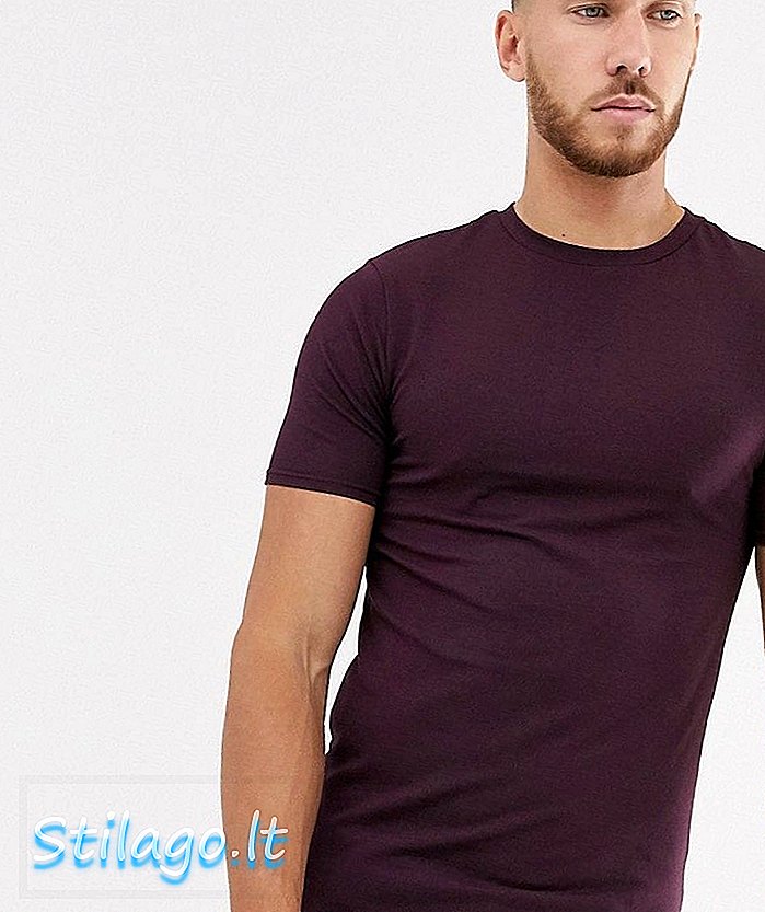 River Island Muscle Fit T-Shirt in Beerenrot