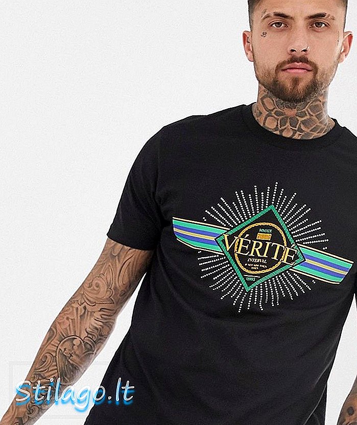 ASOS DESIGN - Relaxed T-shirt met echte print en hotfix gem-zwart