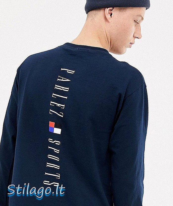 Parlez langærmet t-shirt med bagtryk i marineblå