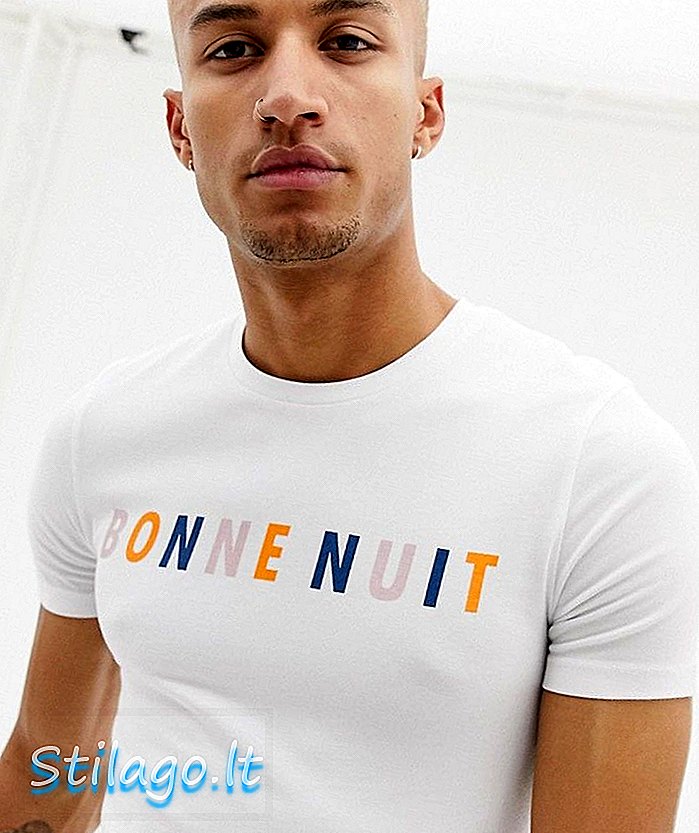 ASOS DESIGN mišićava majica s francuskim sloganom print-Bijela